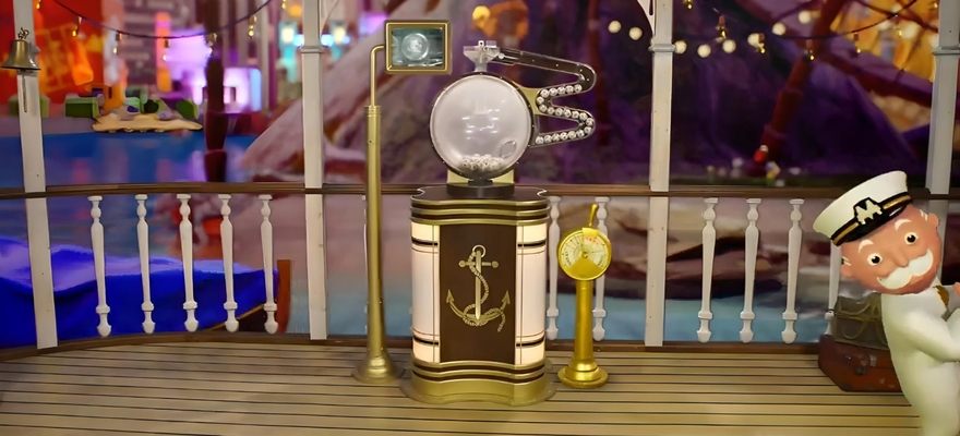 Boulier de bingo Big Baller d’Evolution avec Monsieur Monopoly en train de partir